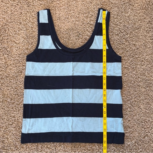 J Crew Vintage Cotton Scoopneck Tank in Stripe Navy Blue Size Medium - Picture 7 of 7